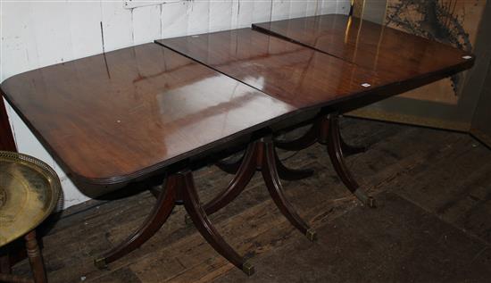 Triple pillar mahogany dining table